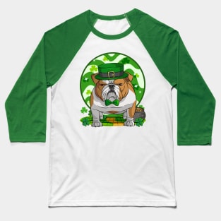 English Bulldog Dog St Patricks Day Irish Leprechaun Baseball T-Shirt